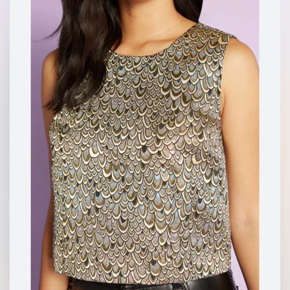 Flock To The Stage Crop Tank Top ModCloth Crop Top; metallic top medium NWT - Picture 9 of 10